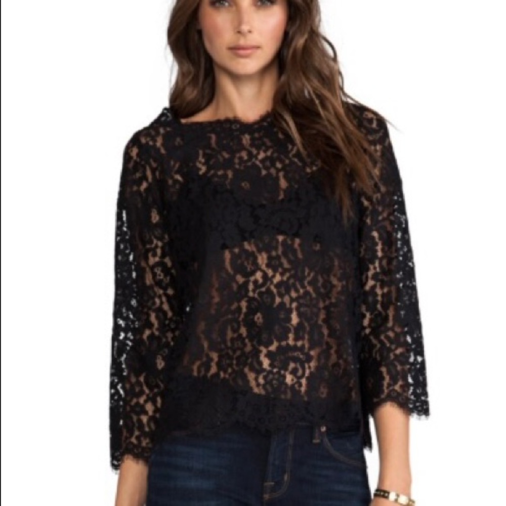 Joie Allover Lace Elvia C Top in Black